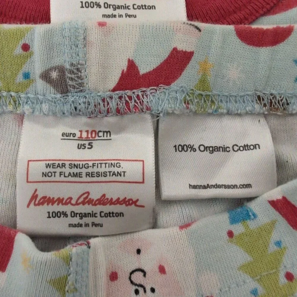 Hanna Andersson 110 Santa Pajama Set Kid Size 5 Organic Cotton Christmas Penguin